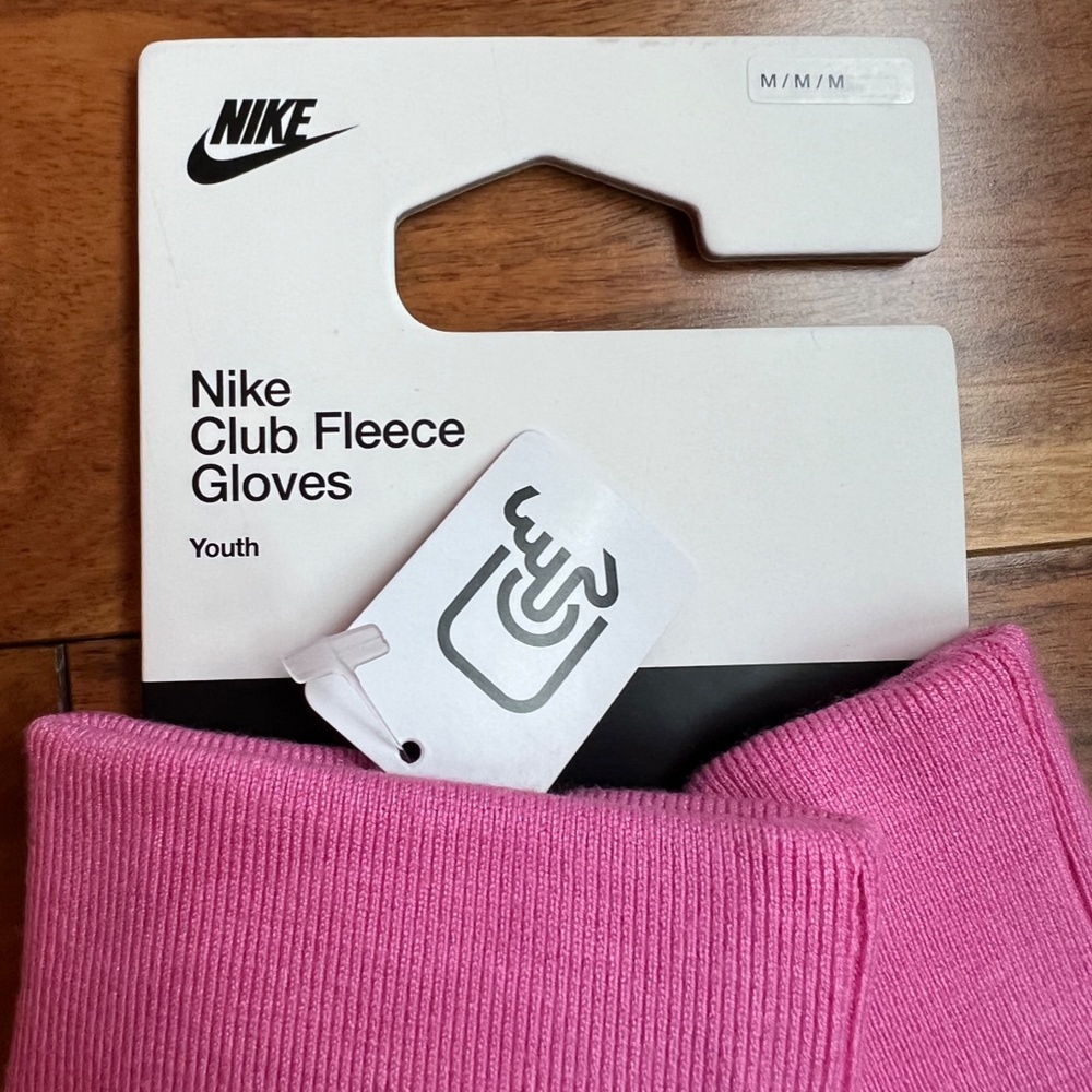 Nike Girls Youth Club Fleece Headband & Club Fleece Gloves NWT Pink Black - Picture 3 of 7